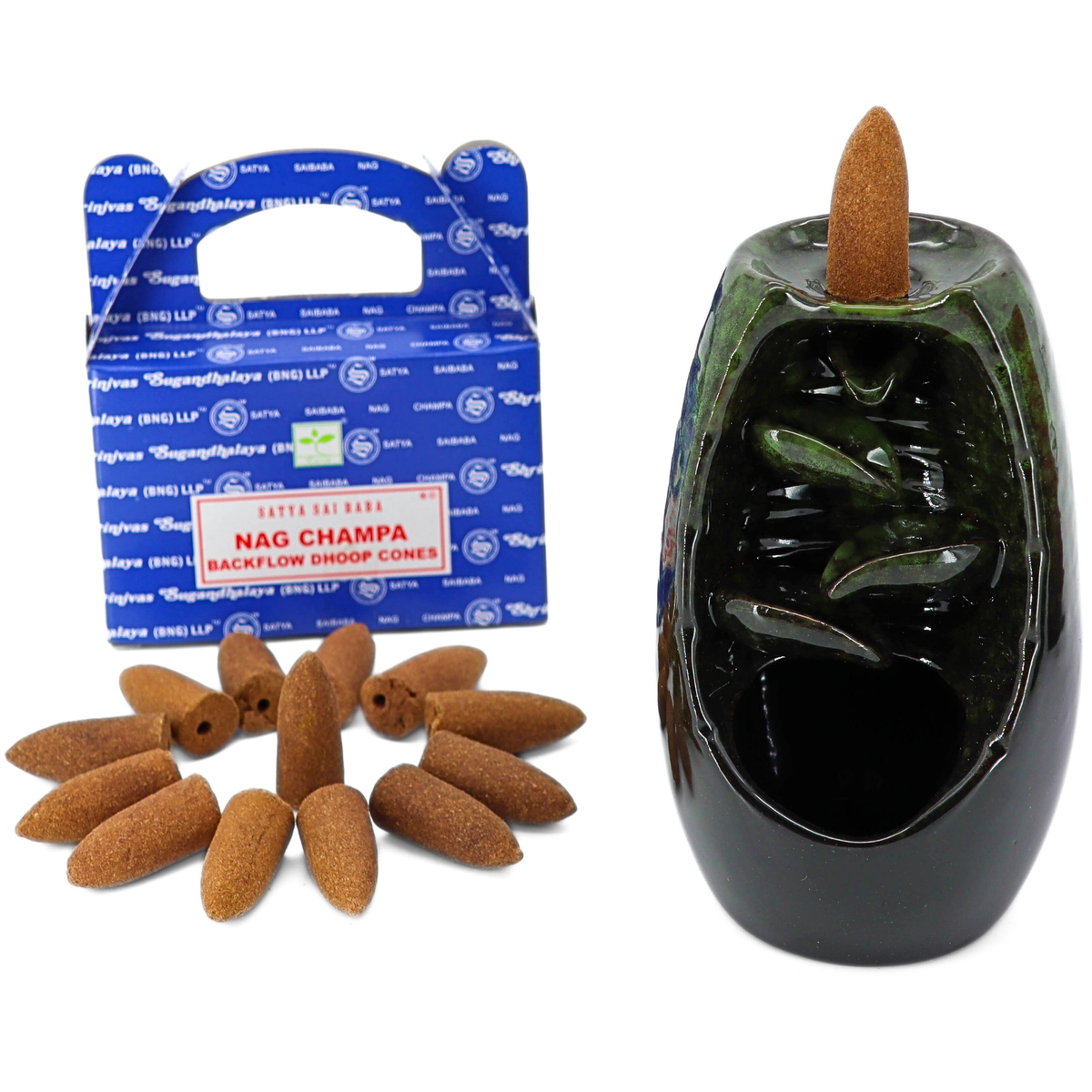 Rückfluss Räucherkegel Starter Set - Grün